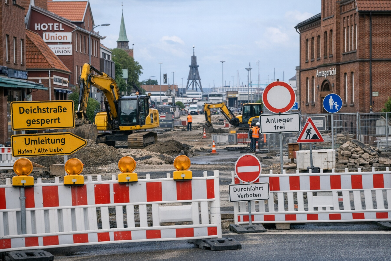 Deichstraße wird zur Großbaustelle – neue Verkehrsführung greift